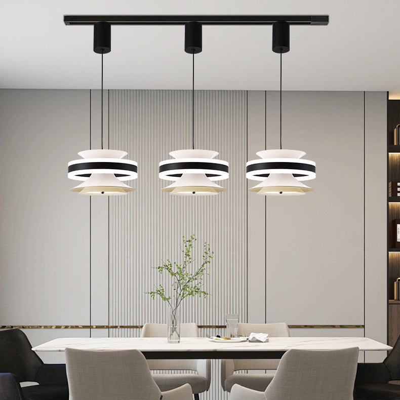 Contemporary Nordic Iron Aluminum Acrylic Movable Toroidal Gyroscope LED Pendant Light For Dining Room