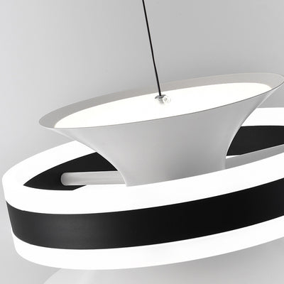 Contemporary Nordic Iron Aluminum Acrylic Movable Toroidal Gyroscope LED Pendant Light For Dining Room