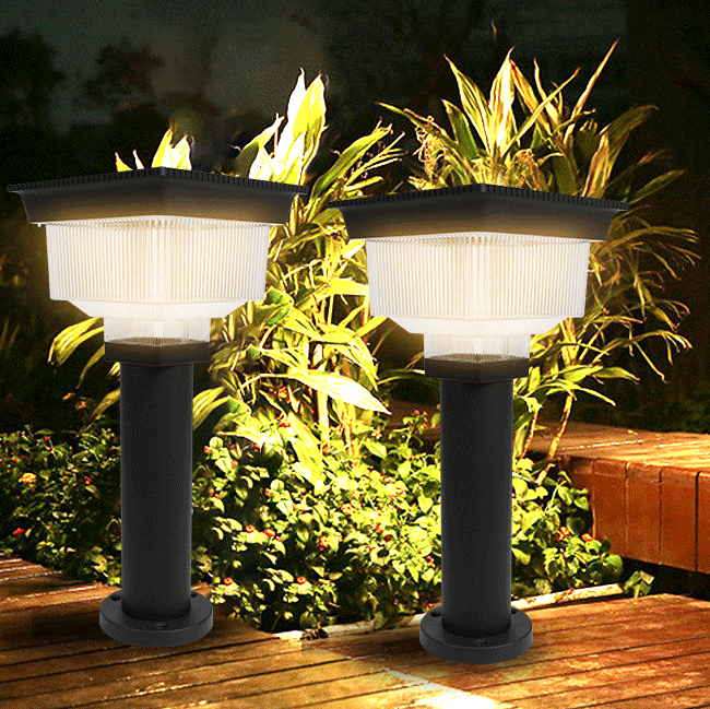 Modern Simplicity Solar Waterproof Aluminum PC Square Cylinder Pinstripe LED Landscape Lighting Outdoor Light For Garden