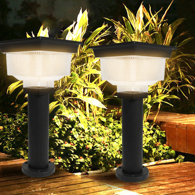 Modern Simplicity Solar Waterproof Aluminum PC Square Cylinder Pinstripe LED Landscape Lighting Outdoor Light For Garden