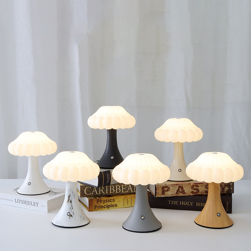 Contemporary Nordic Rechargeable Iron Acrylic Mushroom LED Table Lamp Night Light For Bedside