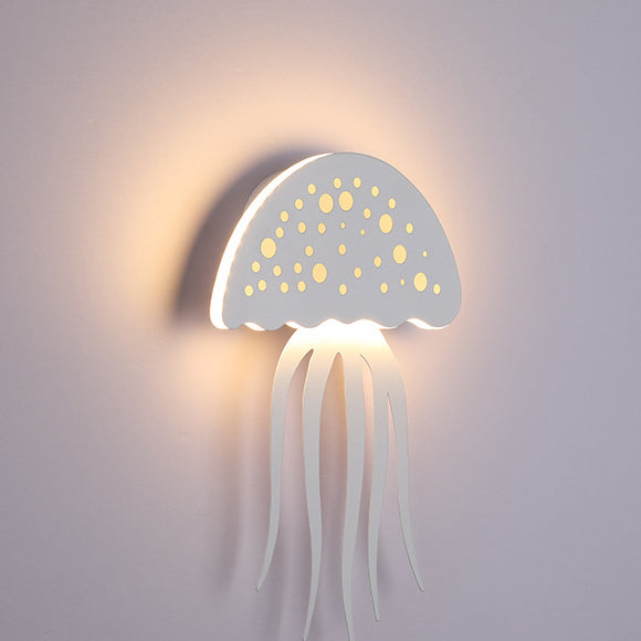 Contemporary Creative Iron Acrylic Jellyfish LED Wall Sconce Lamp For Bedroom