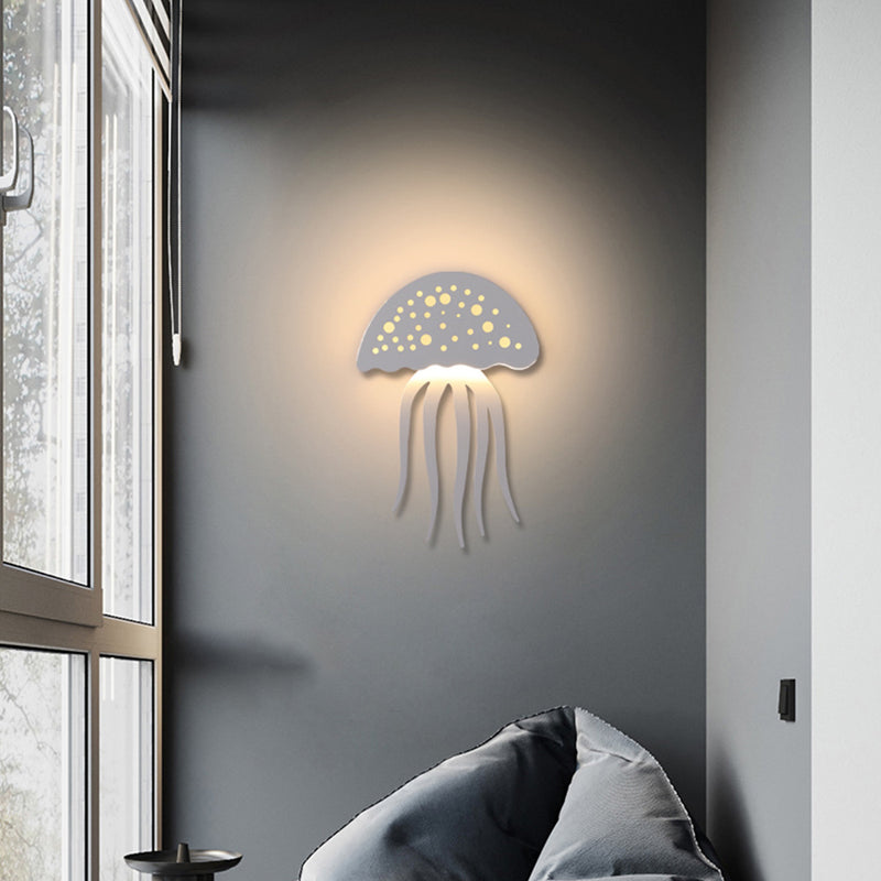 Contemporary Creative Iron Acrylic Jellyfish LED Wall Sconce Lamp For Bedroom