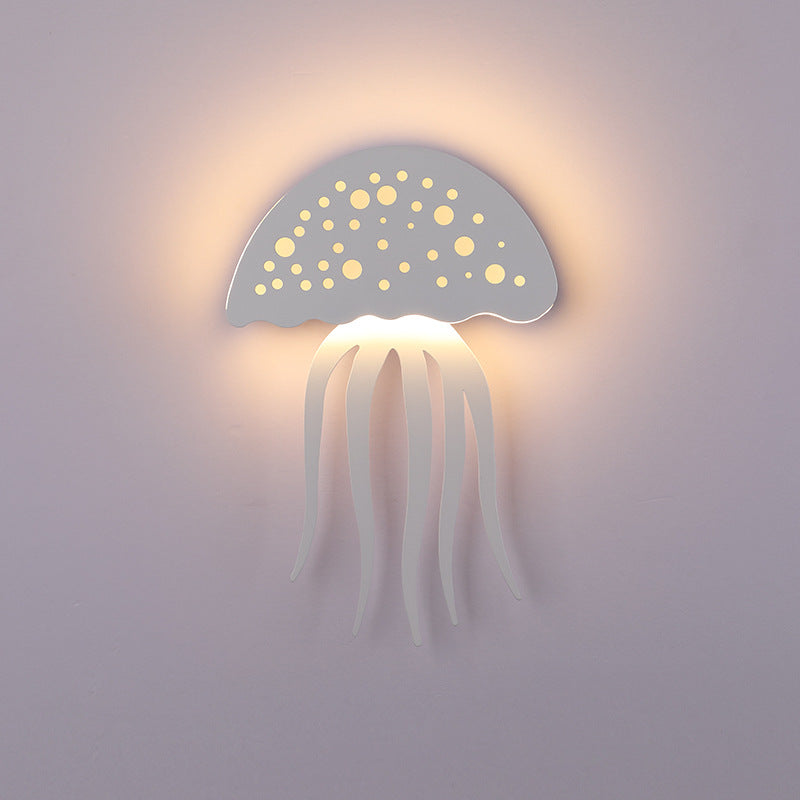 Contemporary Creative Iron Acrylic Jellyfish LED Wall Sconce Lamp For Bedroom