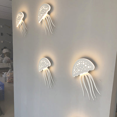 Contemporary Creative Iron Acrylic Jellyfish LED Wall Sconce Lamp For Bedroom