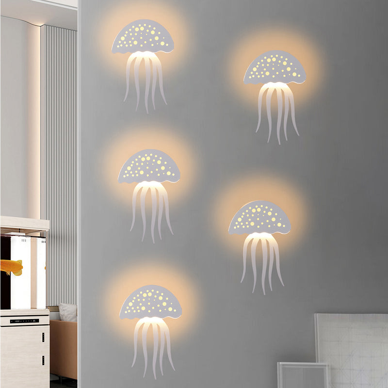 Contemporary Creative Iron Acrylic Jellyfish LED Wall Sconce Lamp For Bedroom