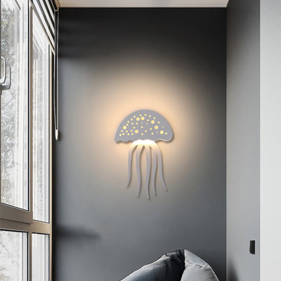 Contemporary Creative Iron Acrylic Jellyfish LED Wall Sconce Lamp For Bedroom