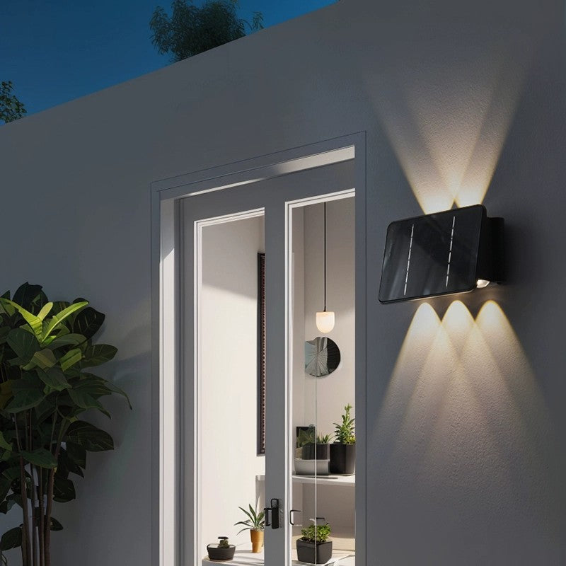 Moderne minimalistische wasserdichte ABS Acryl rechteckige LED Wandleuchter Solarlampe für Terrasse im Freien 