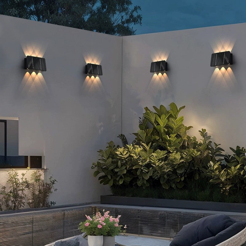 Moderne minimalistische wasserdichte ABS Acryl rechteckige LED Wandleuchter Solarlampe für Terrasse im Freien 