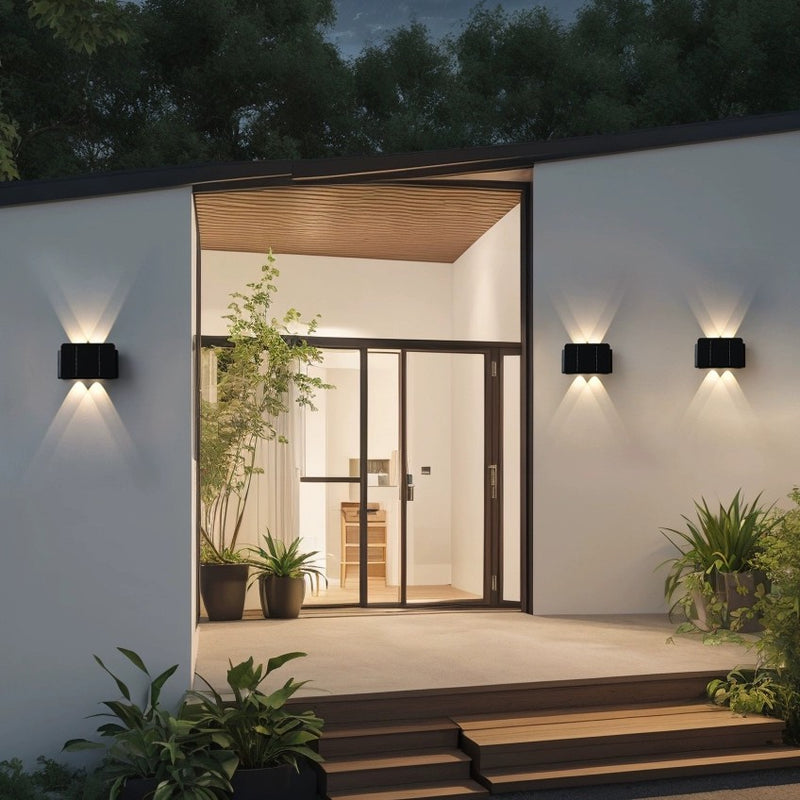 Moderne minimalistische wasserdichte ABS Acryl rechteckige LED Wandleuchter Solarlampe für Terrasse im Freien 