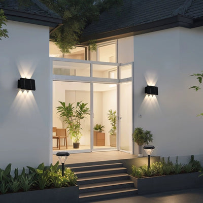 Moderne minimalistische wasserdichte ABS Acryl rechteckige LED Wandleuchter Solarlampe für Terrasse im Freien 