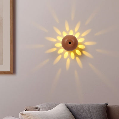 Modern Simplicity Wood Metal Rechargeable Gesture Control Ball Hollowed LED Wall Sconce Lamp Night Light For Bedside