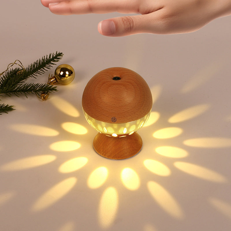 Modern Simplicity Wood Metal Rechargeable Gesture Control Ball Hollowed LED Wall Sconce Lamp Night Light For Bedside