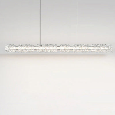 Modern Minimalist Copper Resin Aluminum Rectangular Texture Strip LED Chandeliers Island Light For Dining Room