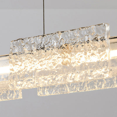 Modern Minimalist Copper Resin Aluminum Rectangular Texture Strip LED Chandeliers Island Light For Dining Room