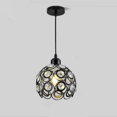 Contemporary Nordic Iron Crystal Ball Round Piece 1-Light Pendant Light For Dining Room