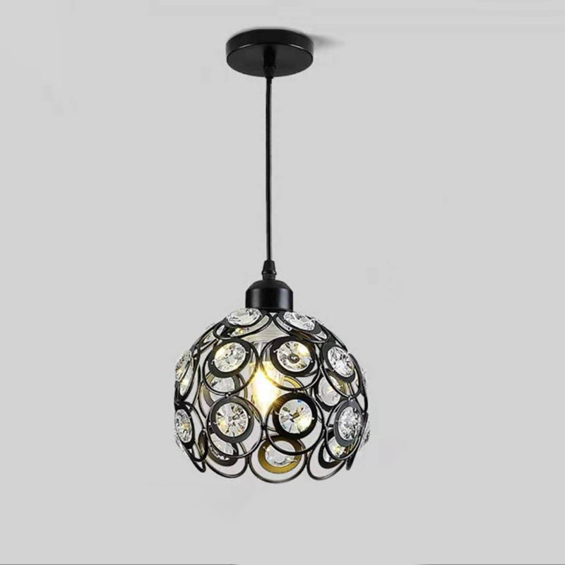 Contemporary Nordic Iron Crystal Ball Round Piece 1-Light Pendant Light For Dining Room