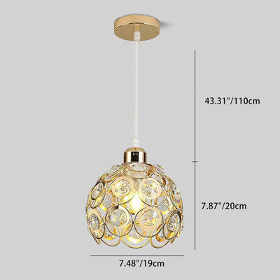 Contemporary Nordic Iron Crystal Ball Round Piece 1-Light Pendant Light For Dining Room