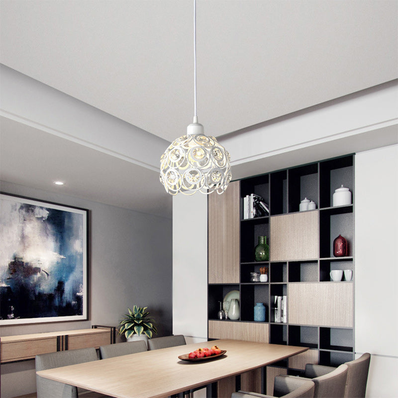 Contemporary Nordic Iron Crystal Ball Round Piece 1-Light Pendant Light For Dining Room