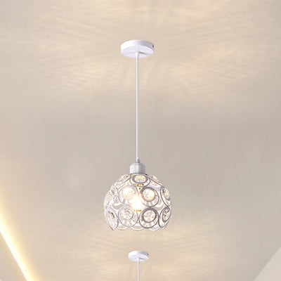 Contemporary Nordic Iron Crystal Ball Round Piece 1-Light Pendant Light For Dining Room