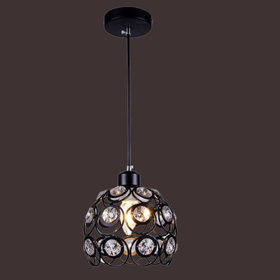 Contemporary Nordic Iron Crystal Ball Round Piece 1-Light Pendant Light For Dining Room