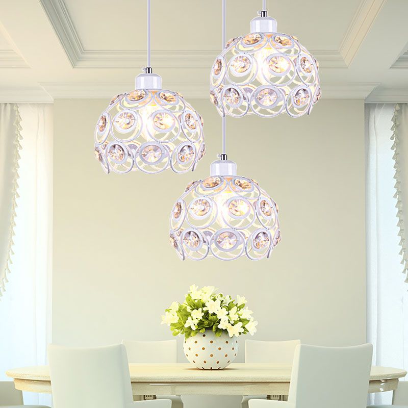 Contemporary Nordic Iron Crystal Ball Round Piece 1-Light Pendant Light For Dining Room