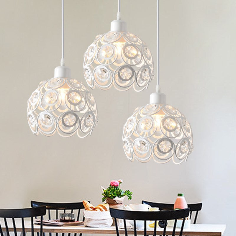 Contemporary Nordic Iron Crystal Ball Round Piece 1-Light Pendant Light For Dining Room