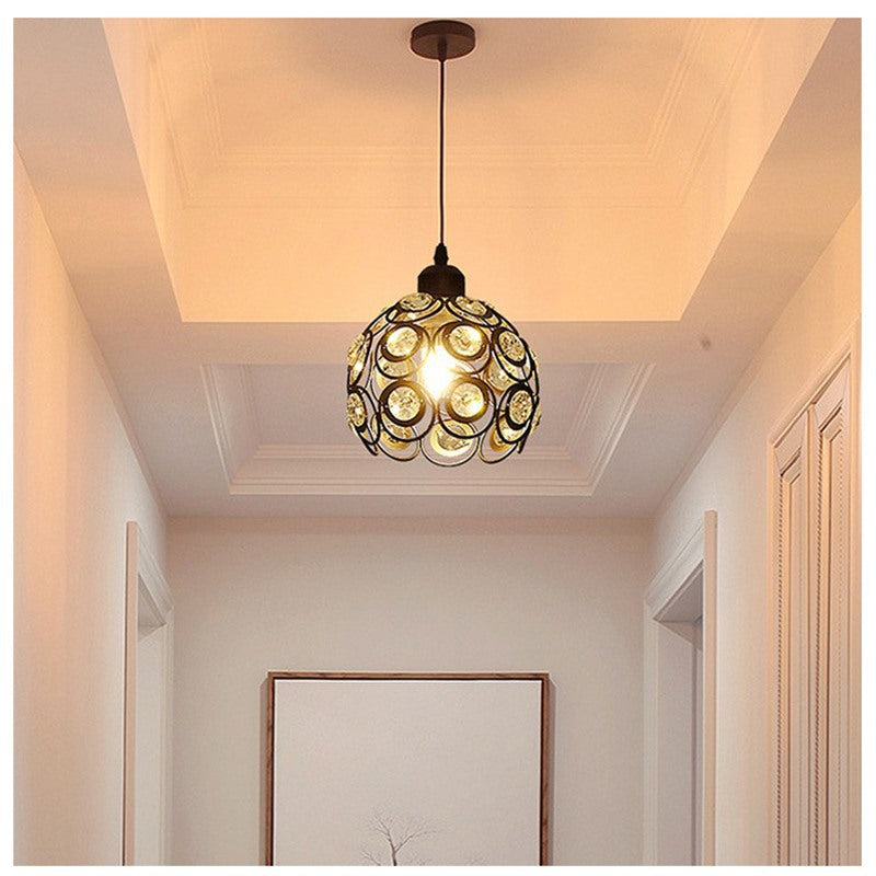 Contemporary Nordic Iron Crystal Ball Round Piece 1-Light Pendant Light For Dining Room