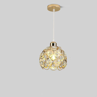 Contemporary Nordic Iron Crystal Ball Round Piece 1-Light Pendant Light For Dining Room