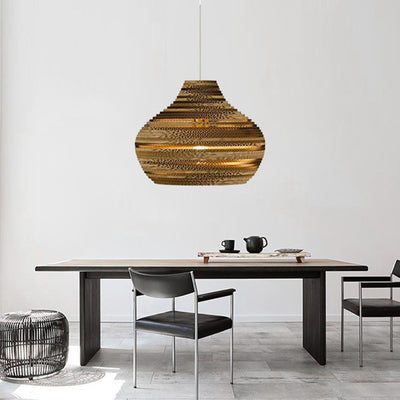 Contemporary Creative Paper Teardrop Corrugated 1-Light Pendant Light For Dining Room