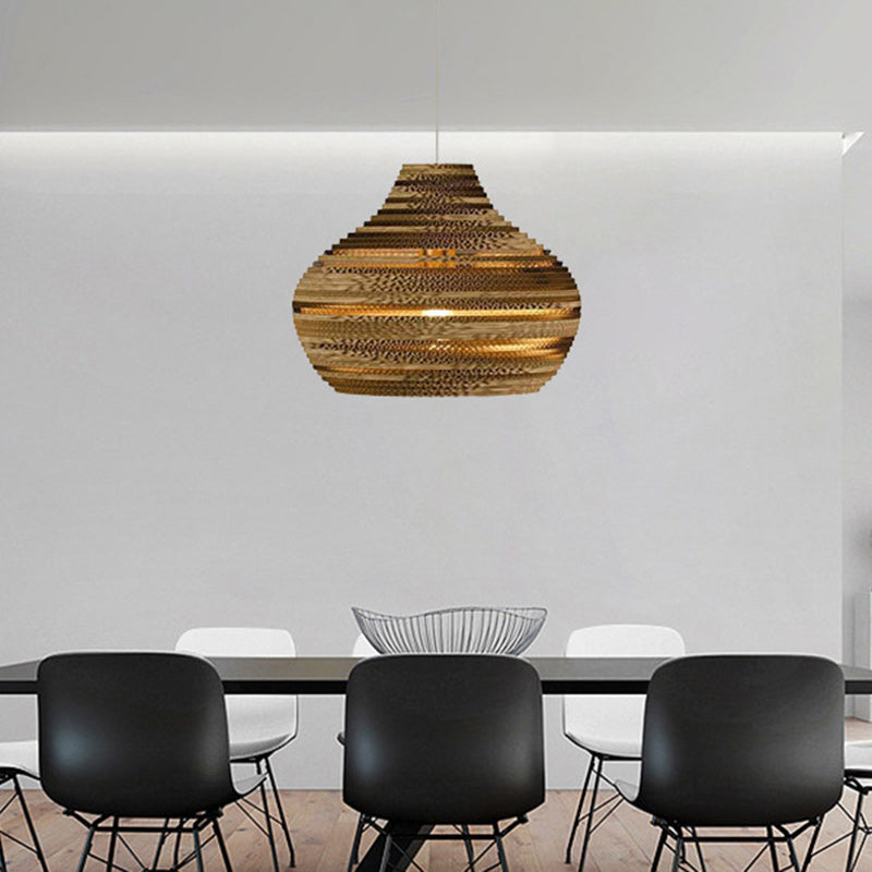 Contemporary Creative Paper Teardrop Corrugated 1-Light Pendant Light For Dining Room