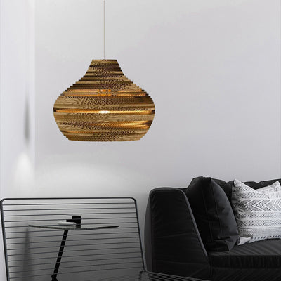 Contemporary Creative Paper Teardrop Corrugated 1-Light Pendant Light For Dining Room