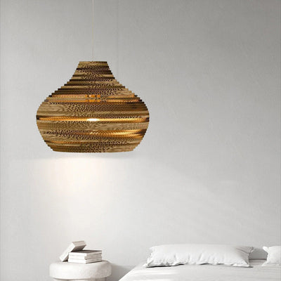 Contemporary Creative Paper Teardrop Corrugated 1-Light Pendant Light For Dining Room