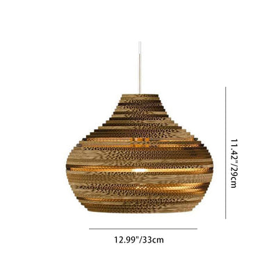 Contemporary Creative Paper Teardrop Corrugated 1-Light Pendant Light For Dining Room