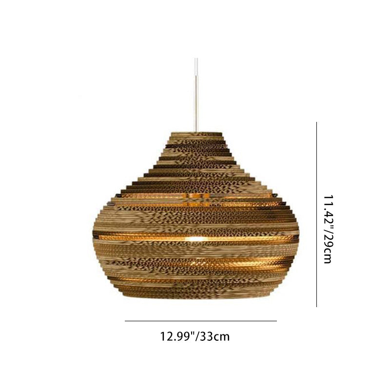 Contemporary Creative Paper Teardrop Corrugated 1-Light Pendant Light For Dining Room