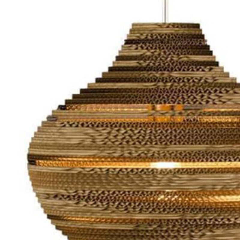 Contemporary Creative Paper Teardrop Corrugated 1-Light Pendant Light For Dining Room