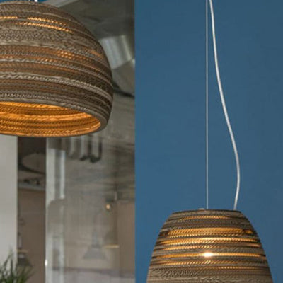 Contemporary Scandinavian Iron Corrugated Cardboard Honeycomb 1-Light Pendant Light For Dining Room