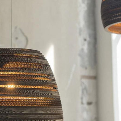 Contemporary Scandinavian Iron Corrugated Cardboard Honeycomb 1-Light Pendant Light For Dining Room