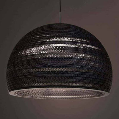 Contemporary Scandinavian Iron Corrugated Cardboard Honeycomb 1-Light Pendant Light For Dining Room