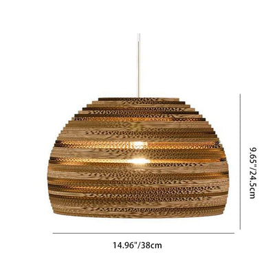 Contemporary Scandinavian Iron Corrugated Cardboard Honeycomb 1-Light Pendant Light For Dining Room