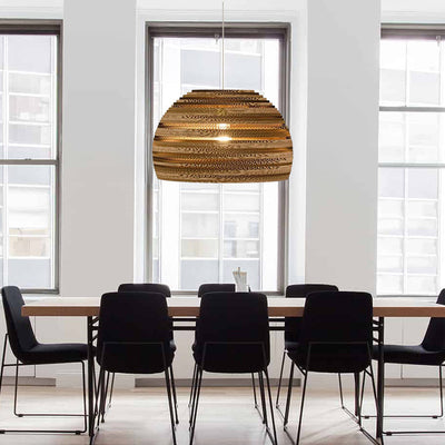 Contemporary Scandinavian Iron Corrugated Cardboard Honeycomb 1-Light Pendant Light For Dining Room