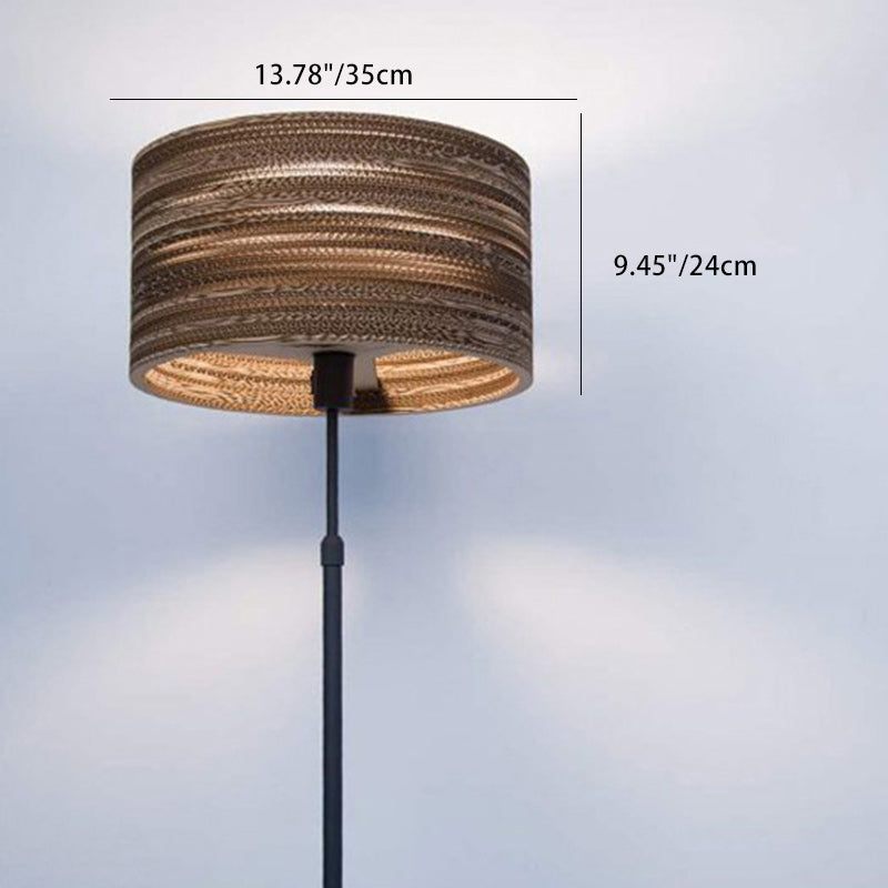 Contemporary Retro Corrugated Cardboard Cylinder 1-Light Standing Floor Lamp For Living Room