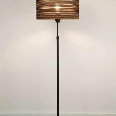 Contemporary Retro Corrugated Cardboard Cylinder 1-Light Standing Floor Lamp For Living Room