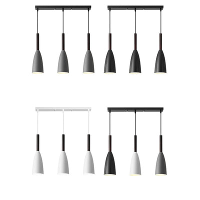 Contemporary Nordic Iron Conical 1/3 Light Pendant Light For Dining Room