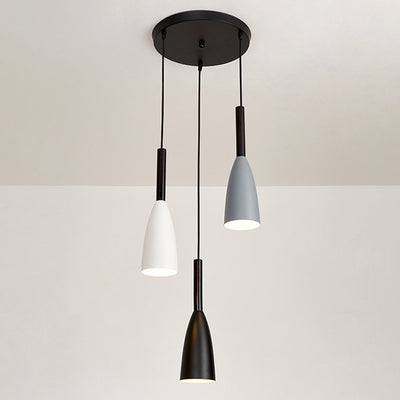 Contemporary Nordic Iron Conical 1/3 Light Pendant Light For Dining Room