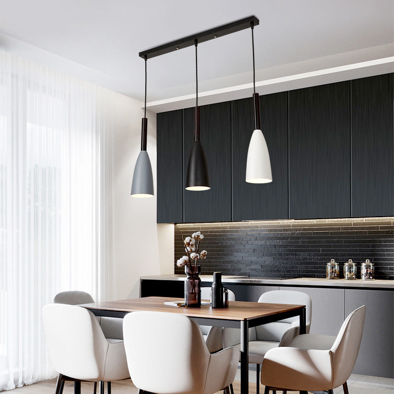 Contemporary Nordic Iron Conical 1/3 Light Pendant Light For Dining Room