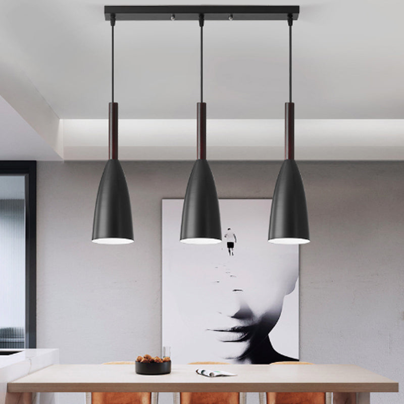 Contemporary Nordic Iron Conical 1/3 Light Pendant Light For Dining Room