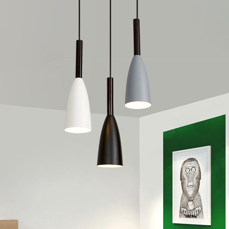 Contemporary Nordic Iron Conical 1/3 Light Pendant Light For Dining Room