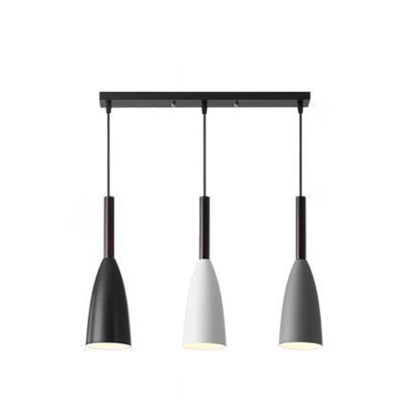 Contemporary Nordic Iron Conical 1/3 Light Pendant Light For Dining Room