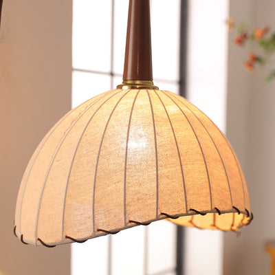 Zeitgenössische Retro Holz Eisen Stoff Kuppel Runde Regal 1-Licht Stehen Stehlampe Für Wohnzimmer 